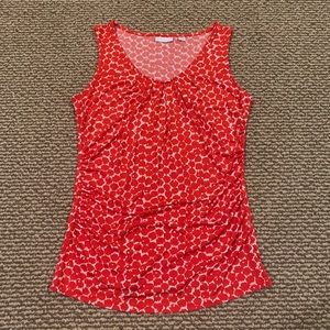 NY & Co red and white sleeveless blouse